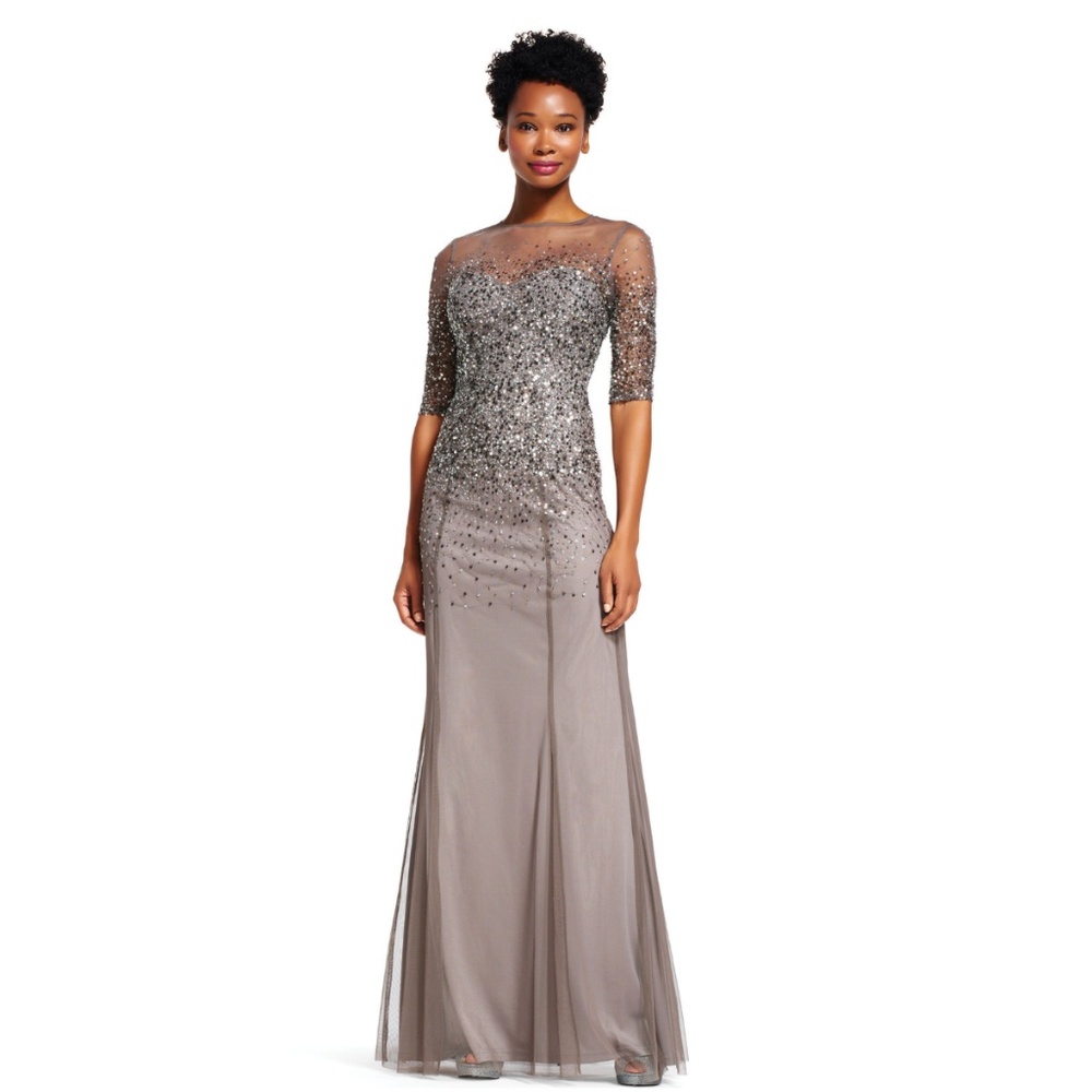Adrianna Papell Beaded Illusion Gown